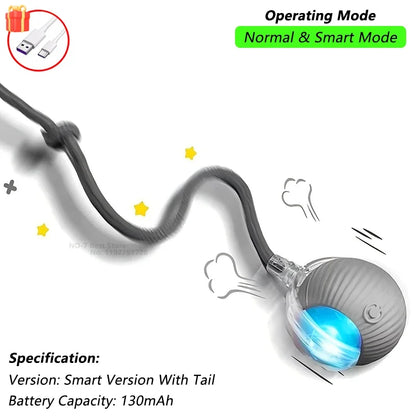 Nexora Interactive Rolling Cat Toy – Rechargeable Automatic Rotating Ball with Moving Tail for Cats