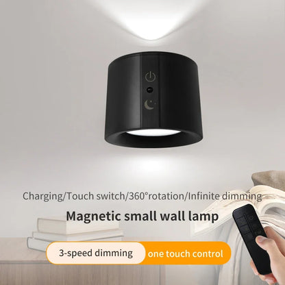 Nexora Led Double Head Wall Lamp USB Recharge Wireless Portable Night Light Touch Control Remote 360 Rotatable For Bedroom Reading Lamp
