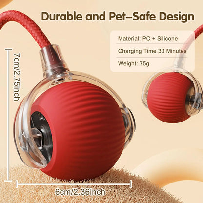 Nexora Interactive Rolling Cat Toy – Rechargeable Automatic Rotating Ball with Moving Tail for Cats