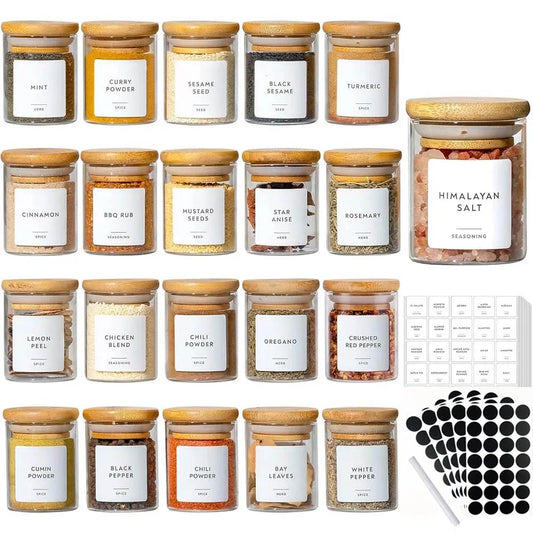 Nexora™ Glass Spice Jars – Minimalist Kitchen Storage Containers for Spices, Salt, Sugar & Coffee