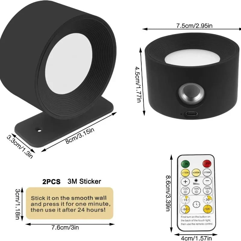 Nexora™ Magnetic Wall Lamp – Touch & Remote Control Rechargeable LED Bedside Night Light