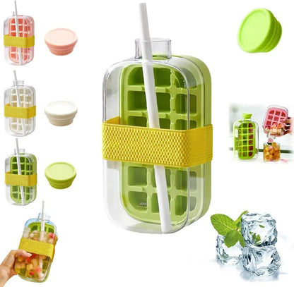 Nexora 2-in-1 Ice Bottle with Straw – Reusable Ice Cube Maker & Water Bottle