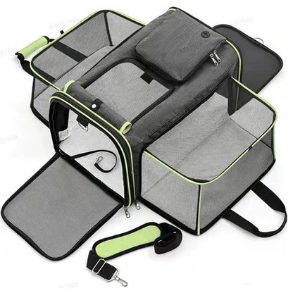 Nexora Expandable Pet Carrier Bag – Breathable Foldable Travel Backpack for Cats & Small Dogs