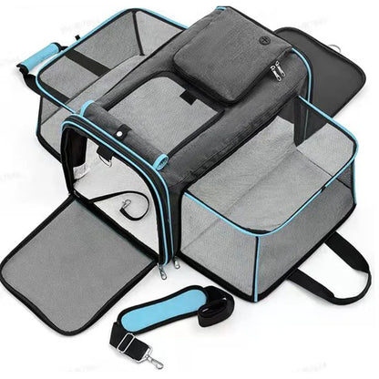 Nexora Expandable Pet Carrier Bag – Breathable Foldable Travel Backpack for Cats & Small Dogs