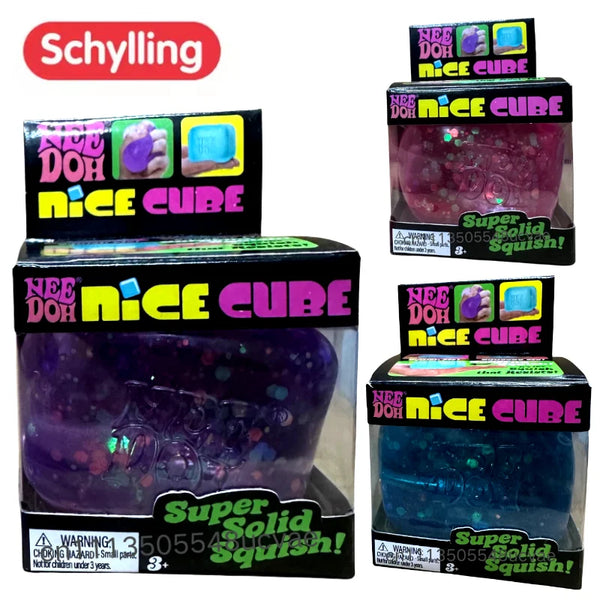 Nexora Nee Doh Glitter Stress Relief Squishy Cube – Slow Rebound Sensory Fidget Toy