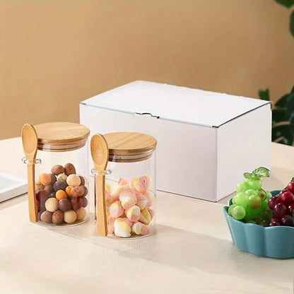 Nexora™ Minimalist Glass Storage Jar with Bamboo Lid & Spoon